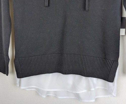 Simply Vera Wang Sweater Women's Size S Black Mock-Layer Lace Up Long Sleeve - Picture 5 of 10