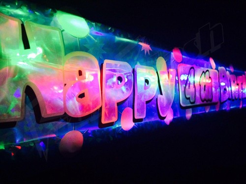 Flashing LED Happy Birthday banner 1st-60th party decorations light up Bunting - Picture 9 of 12