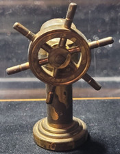 MINI BRASS SHIP WHEEL WITH COMPASS. SAVE WITH, MUSTGO-SHOPPIN I COMBINE SHIPPIN
