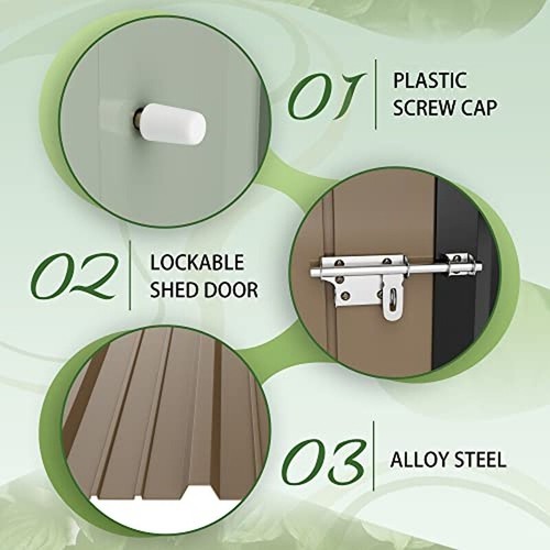 Metal Garden Storage Shed Lockable Durable Waterproof Tool Organizer 5x3 Ft New - Picture 5 of 7