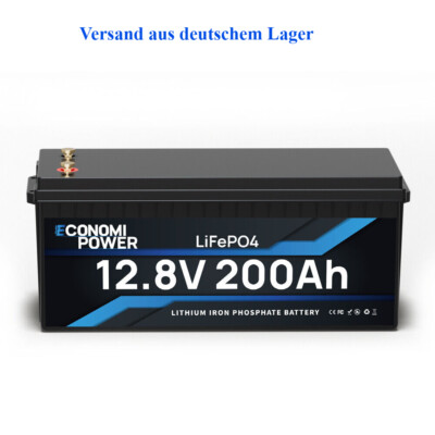 12V 200Ah LiFePO4 Akku Lithium Batterie Smart BMS für Wohnmobil Boot RV Solar DE
