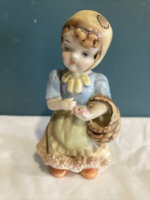 Lenwile Ardalt China  Japan Figurine Girl With Basket Gathering Flowers D6878