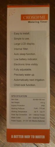 New Crosofmi Watering Irrigation Timer Start Time Rain Delay Hose end Water lawn - Picture 4 of 5
