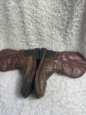 justin boots mens 9.5 Leather Brown &burgundy Square Toe | eBay display picture 3