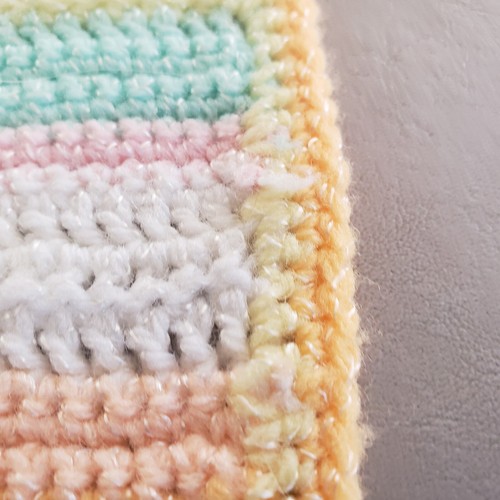 Multicolored Striped Crocheted Baby Lap Blanket Throw 36"x 36" - Picture 6 of 6