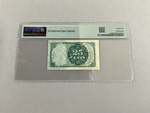 U.S. 25 Cents Fifth Issue FR 1308 1874 PMG 64 EPQ - Picture 4 of 4