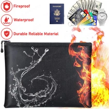 2000℉ Fire Proof Money Bag Fireproof Document Pouch Waterproof Safe Cash M Size
