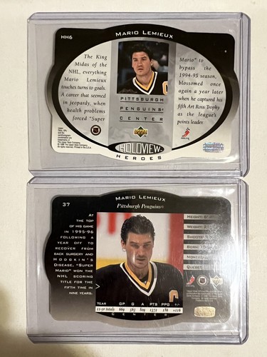 1996-97 SPx & Holoview Heroes Mario Lemieux #37, #HH6 HOF - Picture 2 of 2