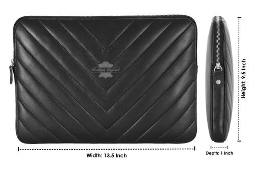 Laptop Bag Sleeve Case Quilted Leather Cover For MacBook 13.5 Inches Leather Bag - Afbeelding 3 van 8