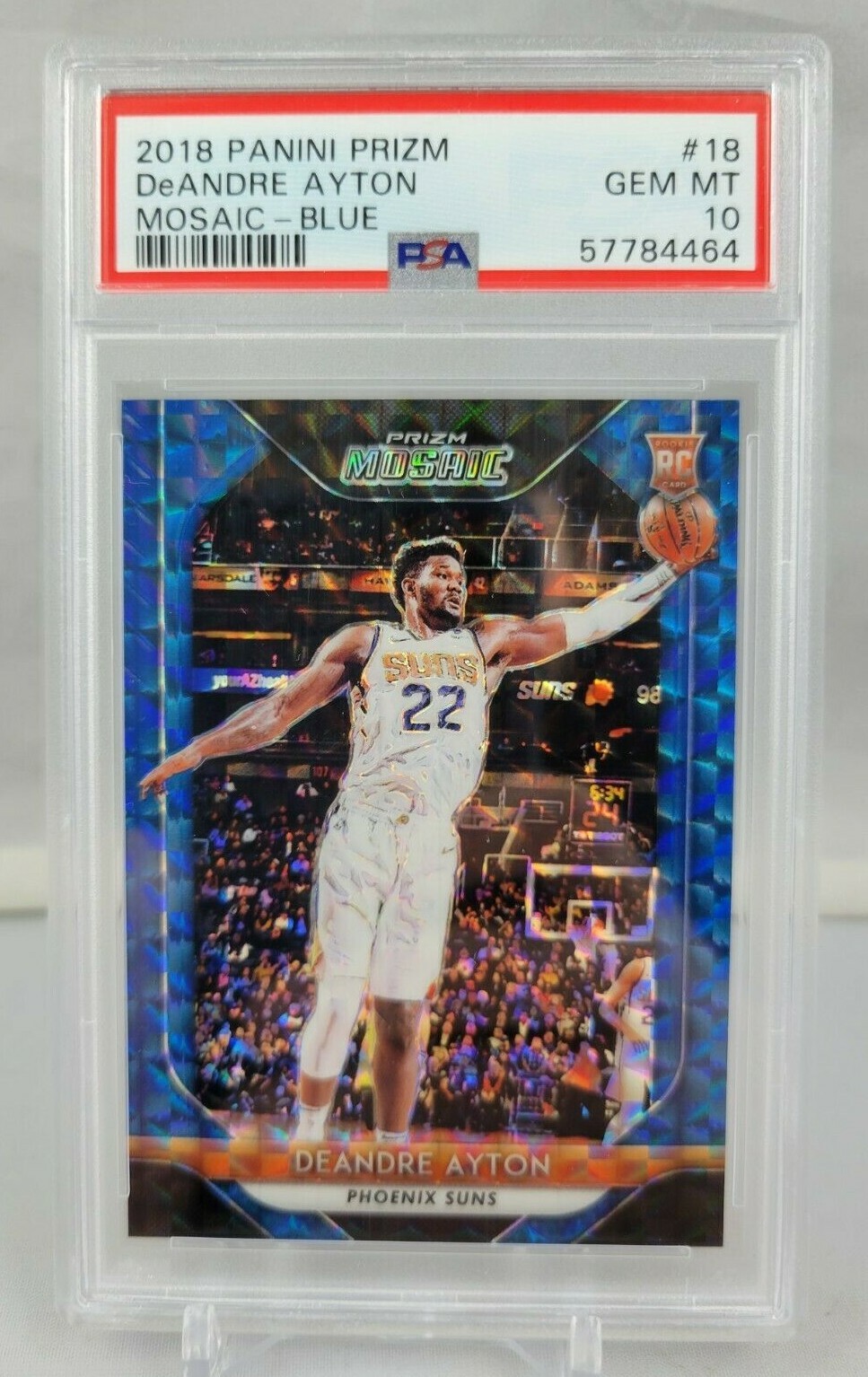 2018 Panini Prizm DeAndre Ayton Phoenix Suns Blue Mosaic Rookie RC #18 PSA 10