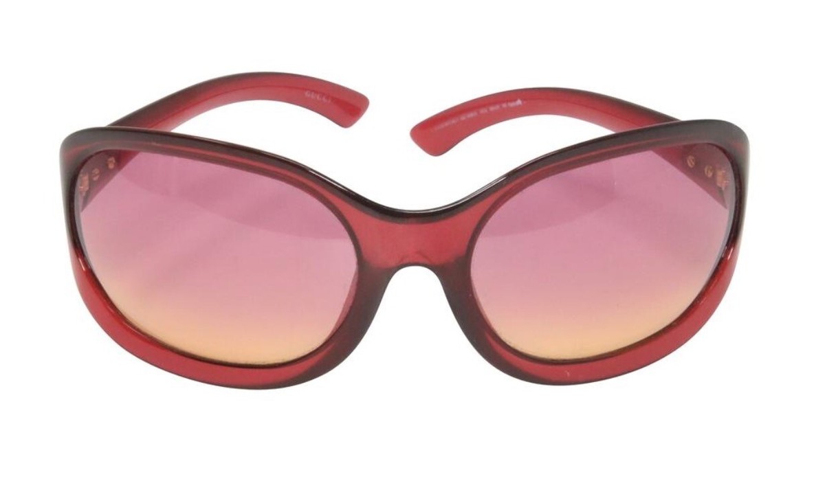 GUCCI AUTH $399 Women's Round Plastic Raspberry Frame Model GG