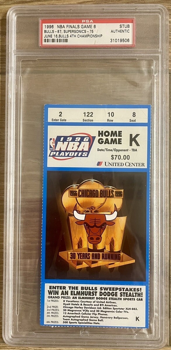 MICHAEL JORDAN TITLE #4 TICKET STUB 1996 NBA FINALS GAME 6 BULLS
