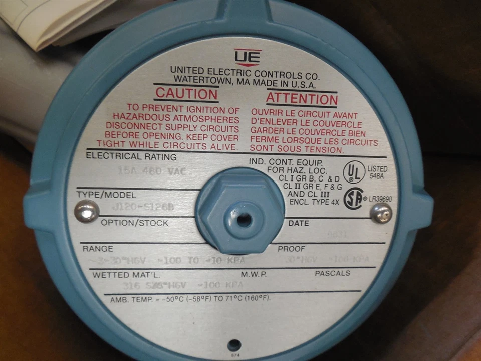 NUEVO Interruptor de vacío United Electric J120-S126B 3-30" HGV Foto 2 de 4