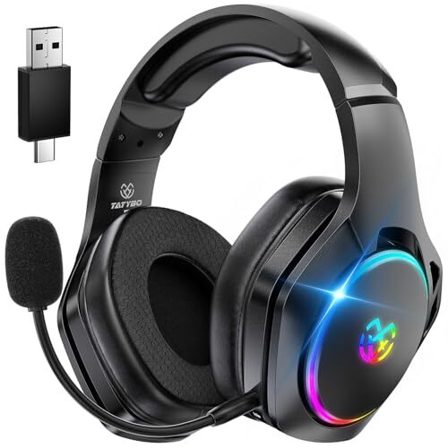 Wireless Gaming Headsets for NES Ps4 PC, 40H+ Hrs & 7.1 Surround Sound with N...