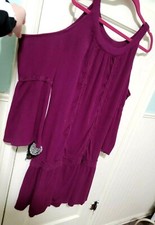 FLASH SALE Terra &Sky BOHO Dress PLUS 0X 14W XL Burgundy Purple Cold Shoulder Sl