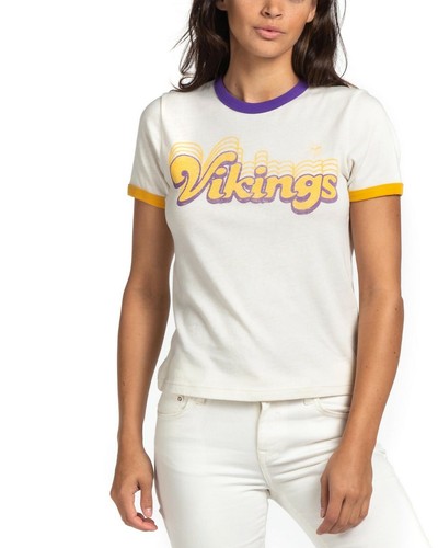 T-shirt Junk Food donna Minnesota Vikings retrò ringer nuova 2XS-2XL - Foto 1 di 5