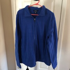 Lands' End Outfitters Mens Thermacheck 200 Fleece Jacket DK COBALT BLUE SIZE: XL