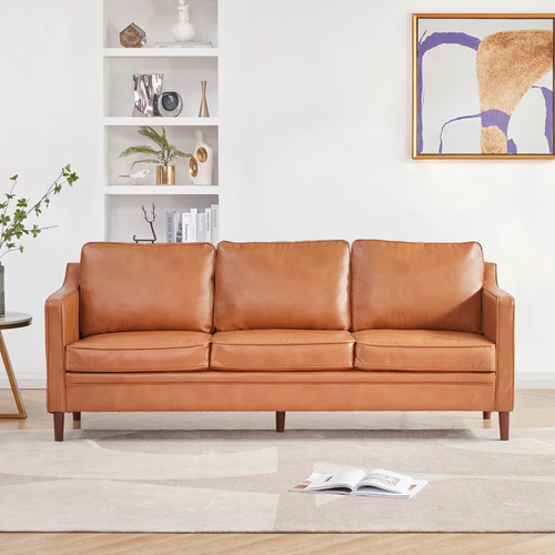 Azleigh 80.31'' Faux Leather Square Arm Sofa