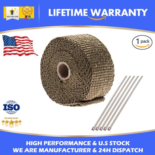 2" Titanium Exhaust Heat Wrap Roll for Motorcycle Fiberglass Heat Shield Tape