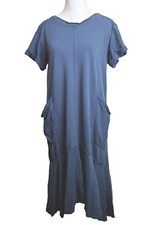 Anthropologie Saturday Sunday Small Joella Cotton Midi Dress Pockets Drop Waist