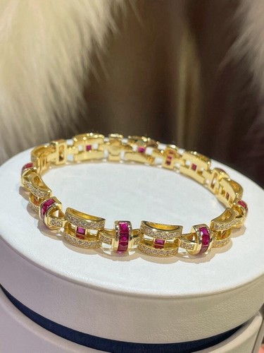 Designer K Yellow Pigeon Blood Ruby H Full Diamond ✨ Bracelet - Picture 4 of 4