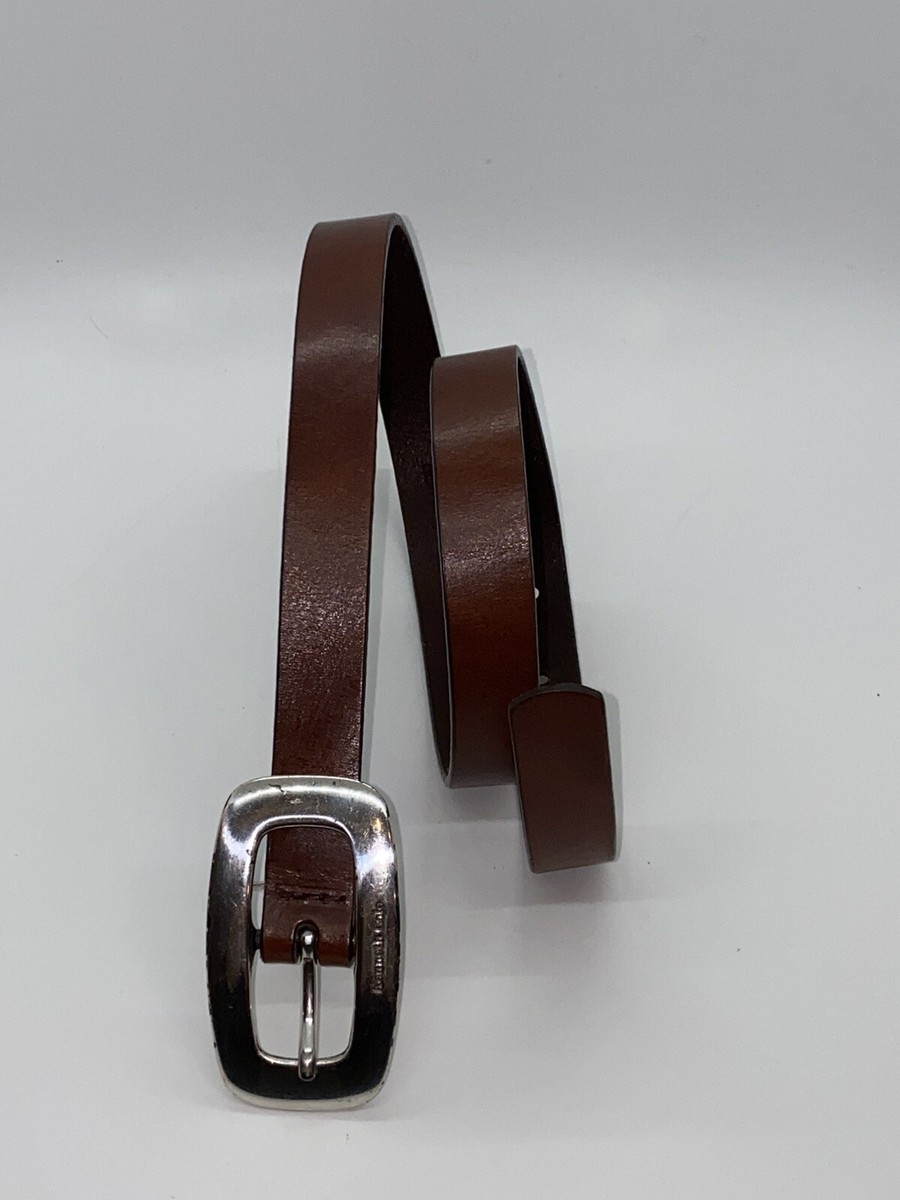 Vintage Kenneth Cole Brass Buckle Leather Belt. Size S. Made in Uruguay. KENNETH COLE Italian Brown Leather Belt Men main image 4