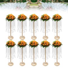 10 Pieces Crystal Acrylic Table Centerpieces Gold Flower Stand For Wedding Party