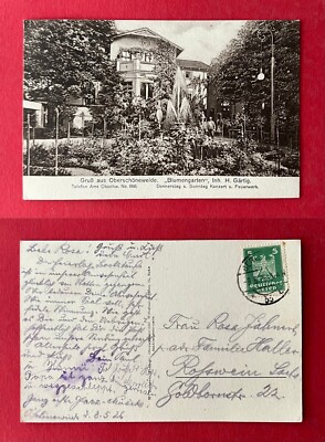 Postcard Berlin Oberschönweide 1926 Flower Garden by H. Gärtig (139247