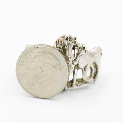 Sterling Silver 925 Designer Otto Equestrian Horse Heavy Ring Size