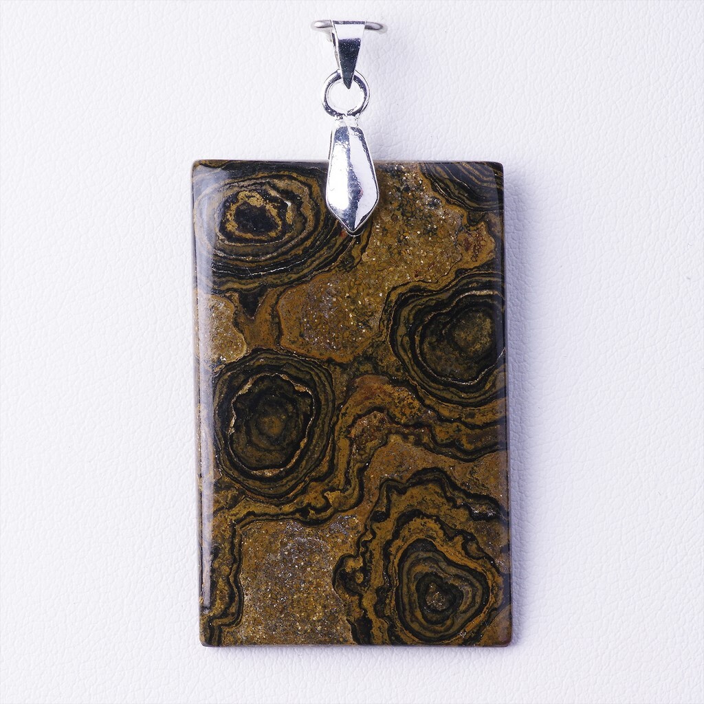 Pendentif stromatolite 48,89 ct en argent massif pour femme, bijou minéral unique
