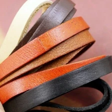 Real Genuine Leather Flat Cord Strap Rope String DIY Craft Bracelet Fabric Trims