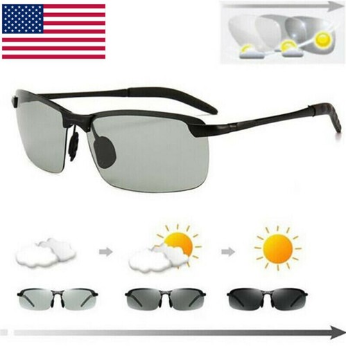 Men Photochromic Polarized Sunglasses Transition Lens Driving UV400 Glasses USA - Picture 3 of 11