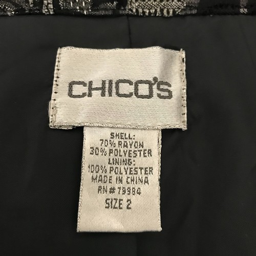 Chicos Jacket Womens Large Gray Black Purple Silver Floral Button Front Textured - Picture 7 of 12