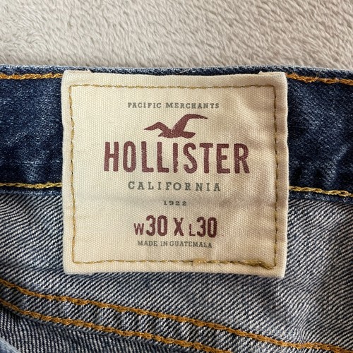 Hollister Jeans Herren 30x30 Blau Denim Button Fly Distressed Vintage Y2K Whiskered - Bild 6 von 11