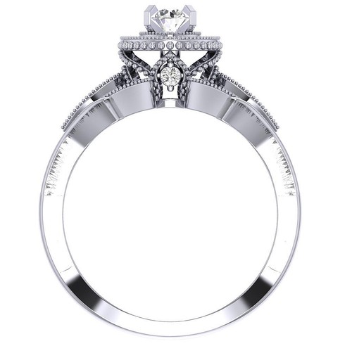 Milgrain Halo Solitaire Diamond Rings For Women SI1 G 0.60 Carat 14K Rose Gold - Picture 5 of 11