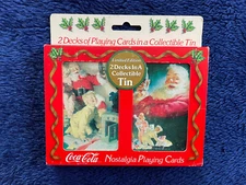 1993 Coca Cola Christmas Limited Edition Tin  2 Decks Playing Cards