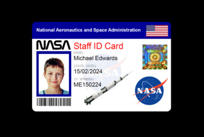 Personalisierte NASA Neuheit Personalausweis Weltraum Cosplay Rollenspiel hohe Auflösung
