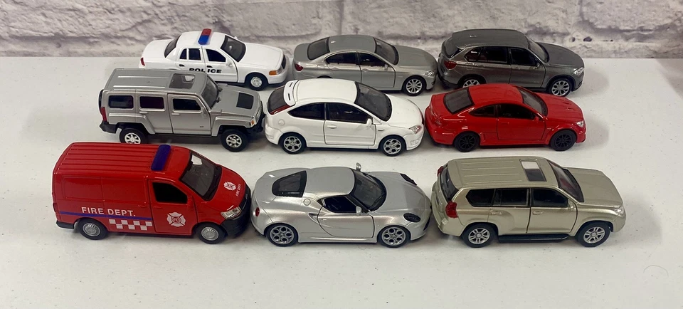 *NUEVO* Lote de 9 autos clásicos Welly Diecast Hummer H3 Mercedes BMW 4,75 pulgadas Foto 2 de 4