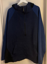 VINTAGE Nike Mens 3XL Blue Sideline Hoodie w half zip, Pockets Side Zippers