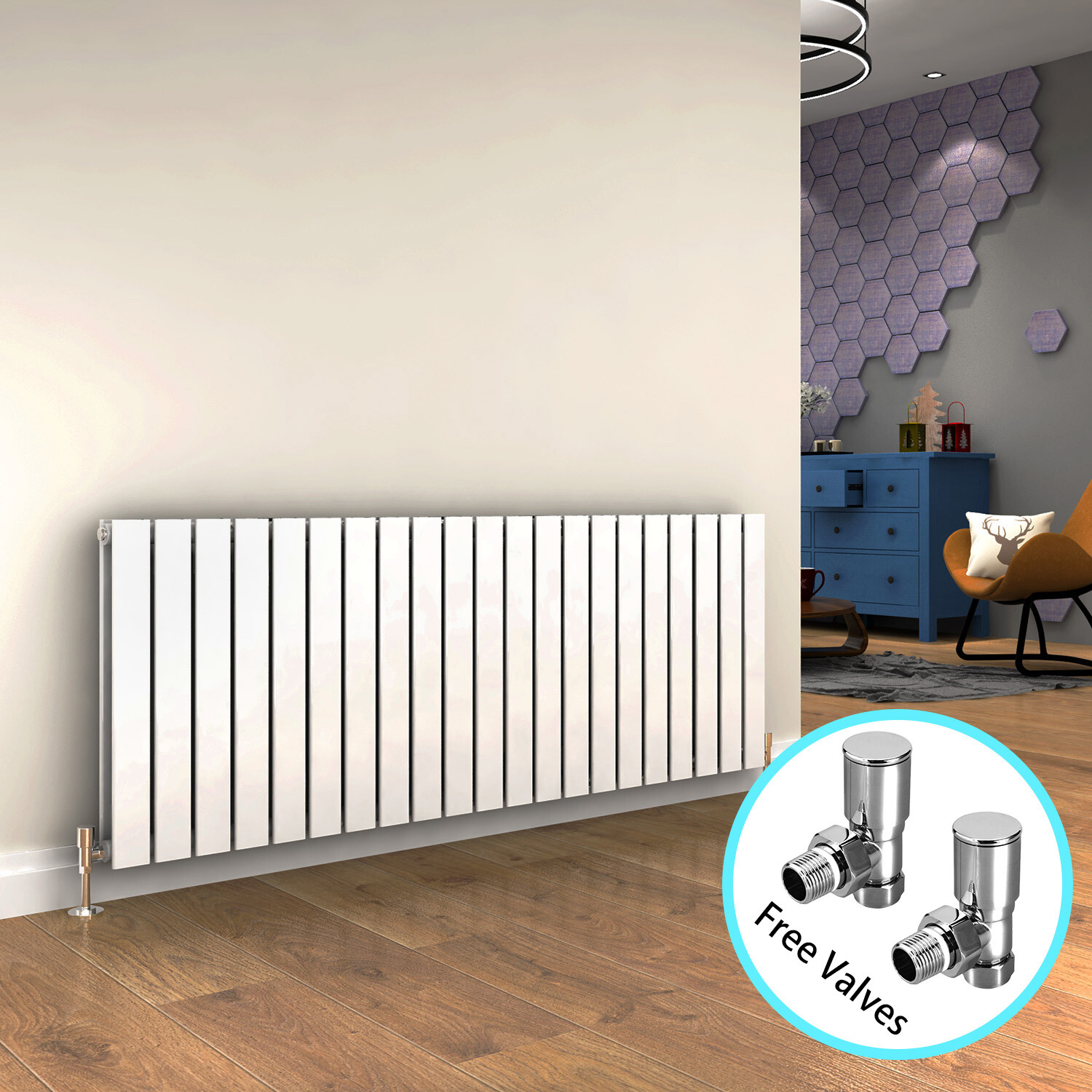 Designer Horizontal Double Radiator White Flat Panel Heating 600 x 1596mm  Bath | eBay