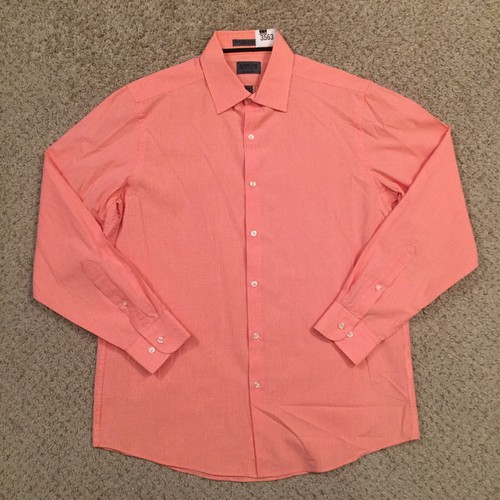 Arrow Button Up Shirt Mens Medium Slim Fit Orange Plaid Long Sleeve