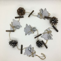 Baum-Zapfen-Girlande Christbaumschmuck 120Cm Tannenbaum, Holz, Tannenzapfen