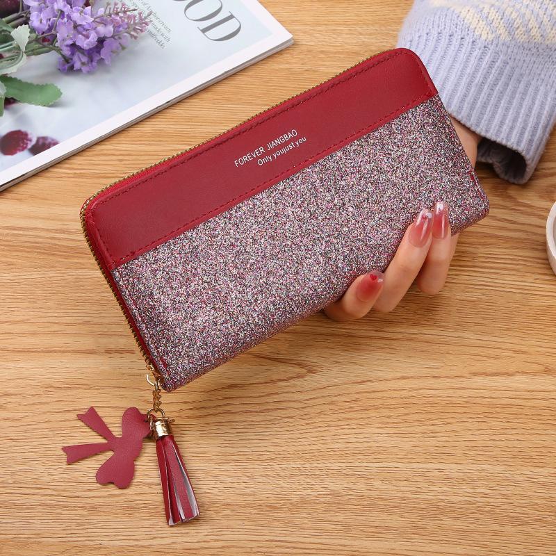 Modern Multicolor Leather Wallet with Zipper Credit Card Holder for Women Medium Size