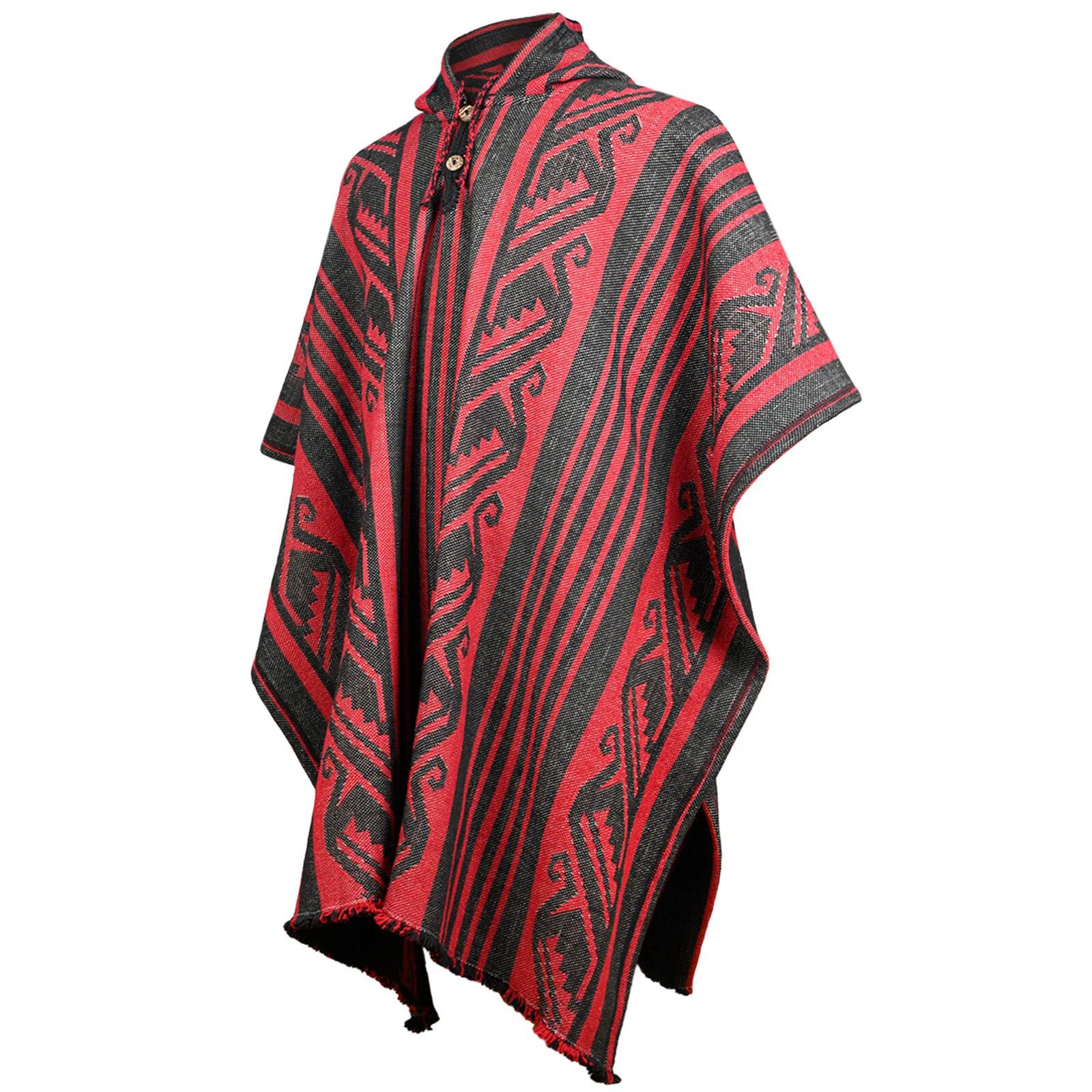 LLAMA WOOL UNISEX SOUTH AMERICAN PONCHO PULLOVER BLACK&RED AZTEC PATTERN M-XXXL
Opens in a new windo