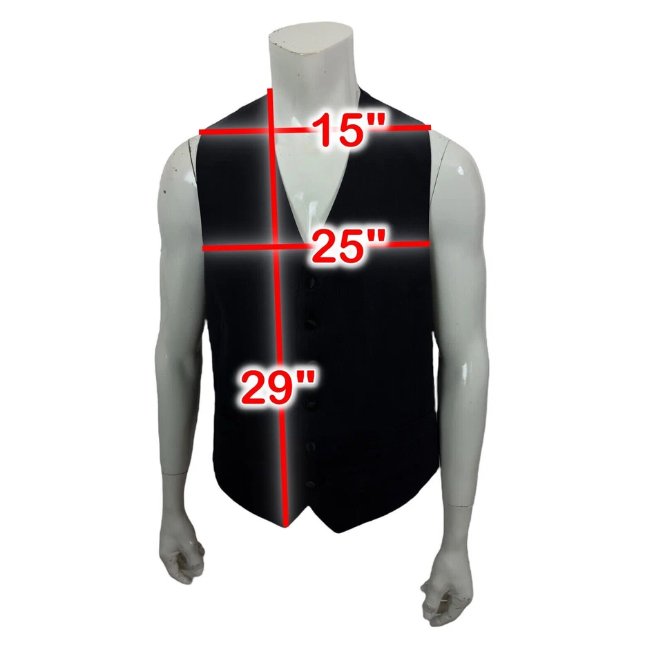 Tommy Hilfiger Black Wool 6 Button Dress Vest Adjustable Waist Mens Large - Image 2 of 4