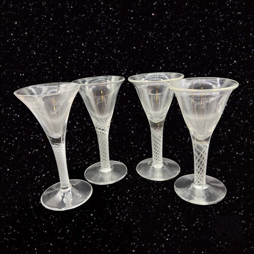 Antike viktorianische klare Spirale Twist Stiel Weingläser mundgeblasen Kelch Set 4 - Bild 14 von 14