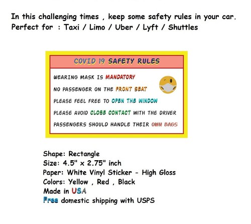 Vomit sticker ,car rules sticker ,ride share ,vomit bag ,no smoking , no vaping - Picture 2 of 11