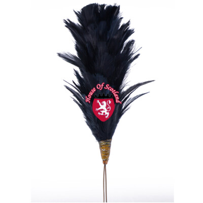 Glengarry Cap Plume Feather Hackle Black Color Balmoral Hat Highland Wear 15cm