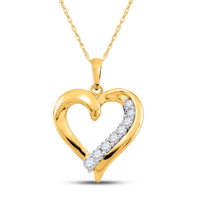 L U DIAMONDS 14K Yellow Diamond Heart Fine Pendant 1/4 CT