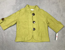 Willow Cropped Jacket Womens Small Green Lagenlook Chunky Button Boho Usa Nwt